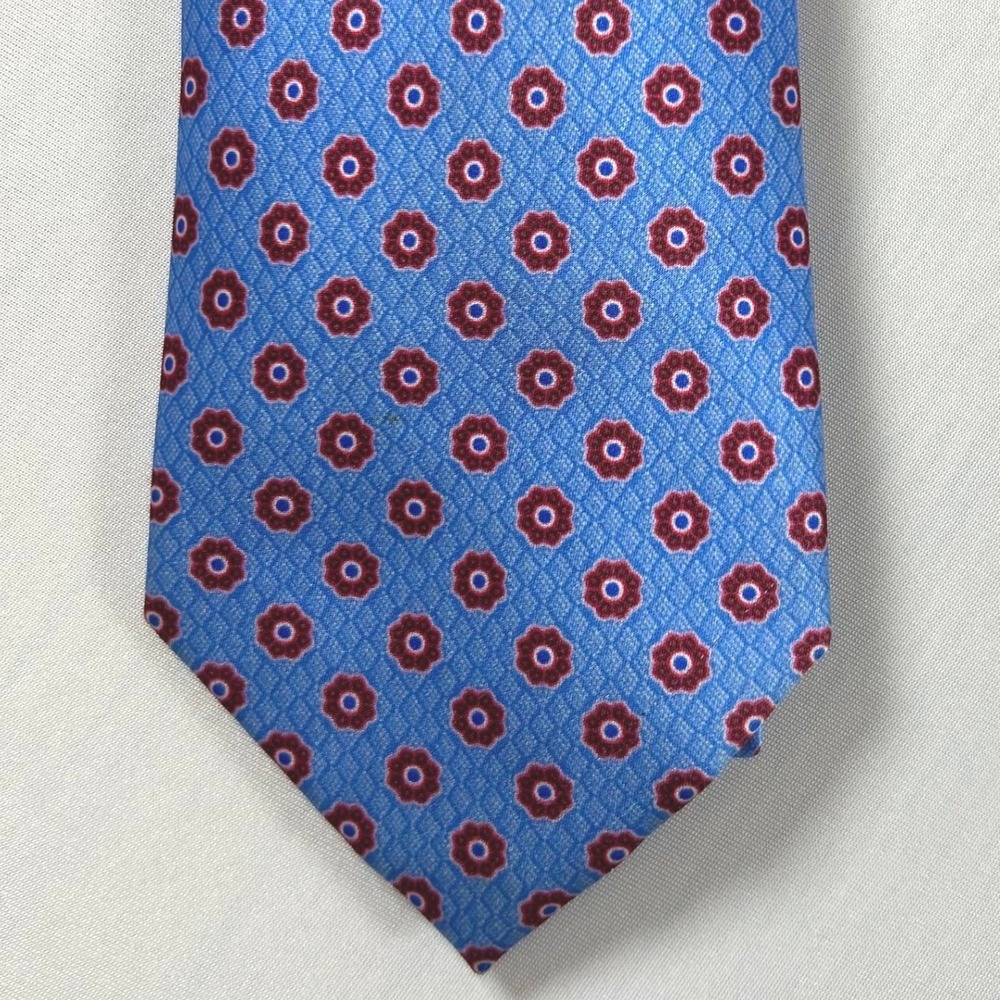 Brioni Tie 100% Silk Blue Floral Medallion Handmade Italy 61x3.25" Luxury Mens